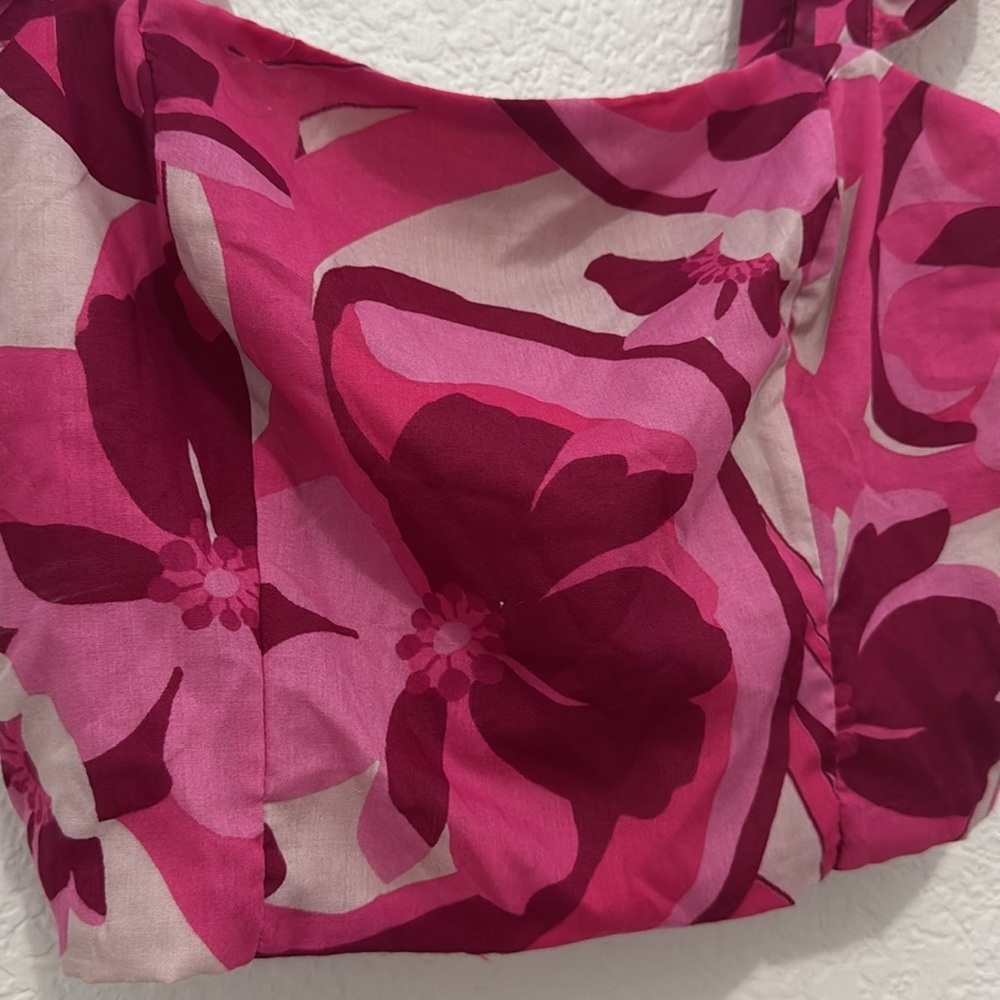 Crystal Sky Floral Puff Sleeve Crop Top - Size L - New Without Tags - Picture 4 of 7